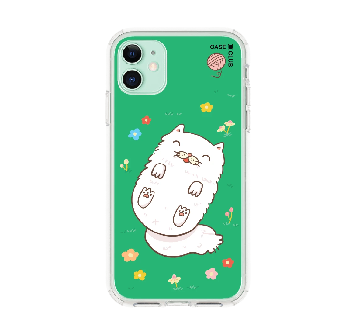 แมวเปอร์เซียในสวนดอกไม้สีเขียว